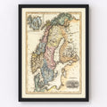 Vintage Map of Norway 1823