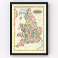 Vintage Map of England 1823