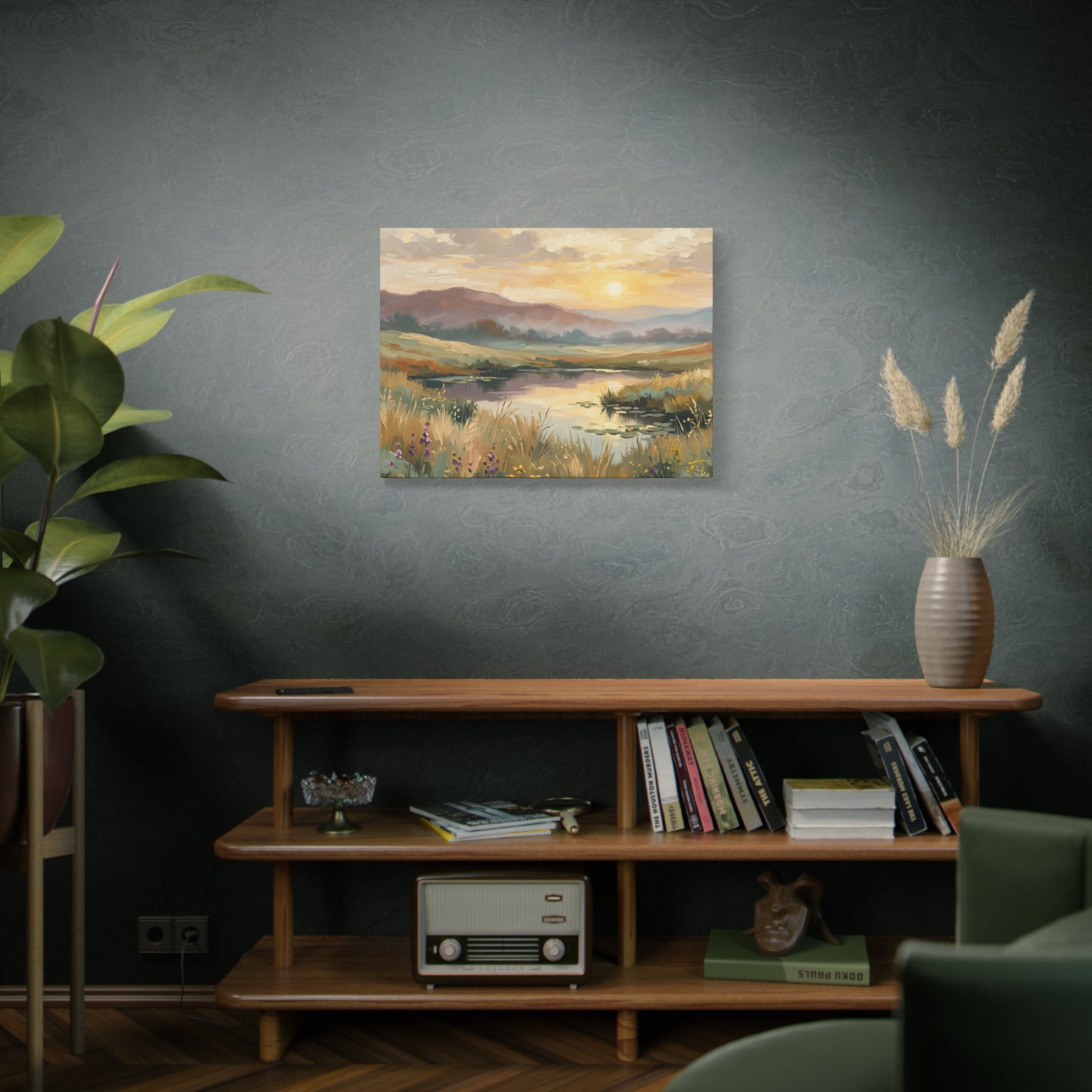 Sunset Meadow Canvas Wall Art — Stretched Matte Landscape Print