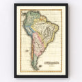 Vintage Map of South America, 1823