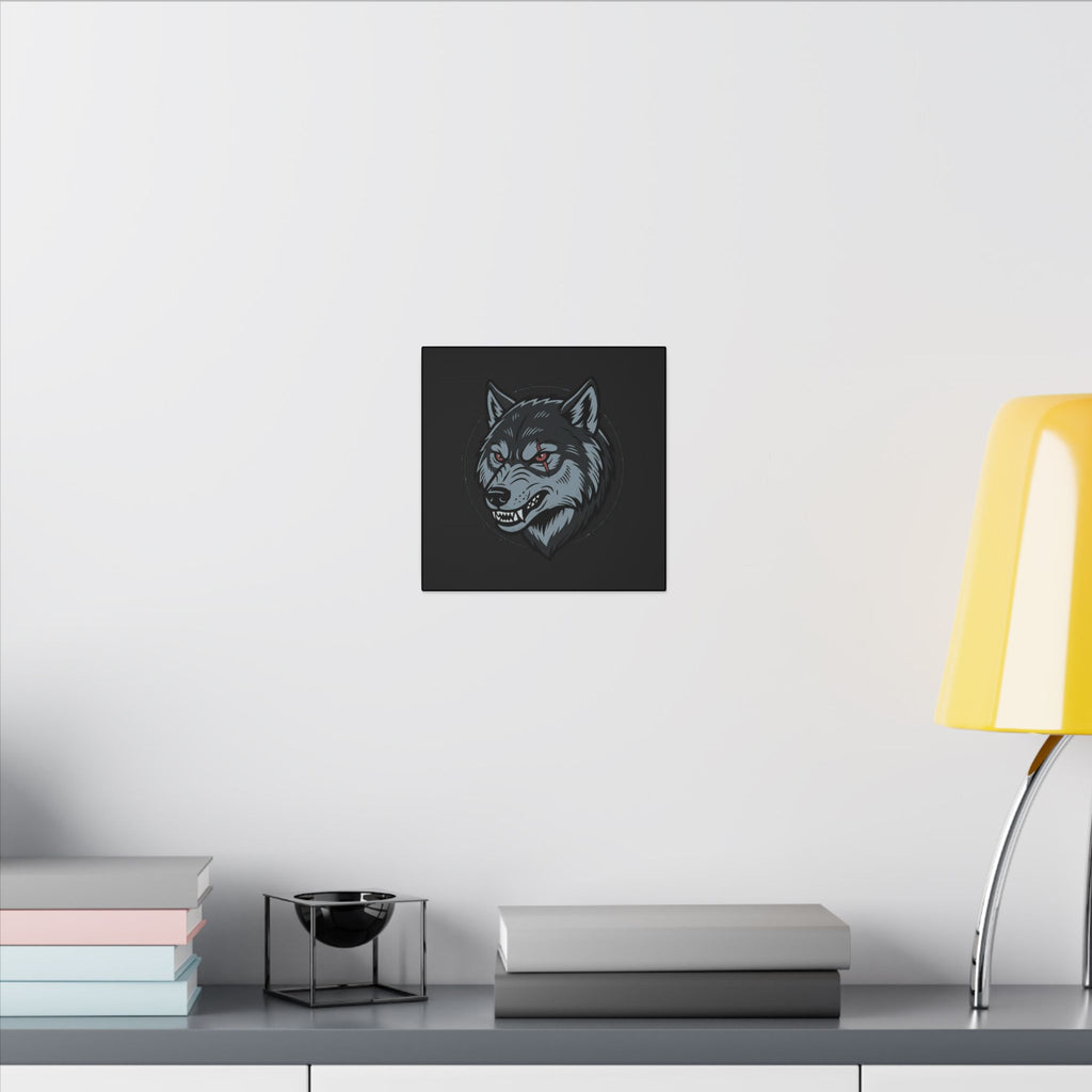 Wolf Head Canvas Wall Art — Fierce Gray Wolf Portrait Matte Stretched