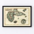 Vintage Map of Guadaloupe, 1823