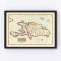 Vintage Map of Haiti, 1823