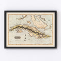 Vintage Map of Cuba 1823