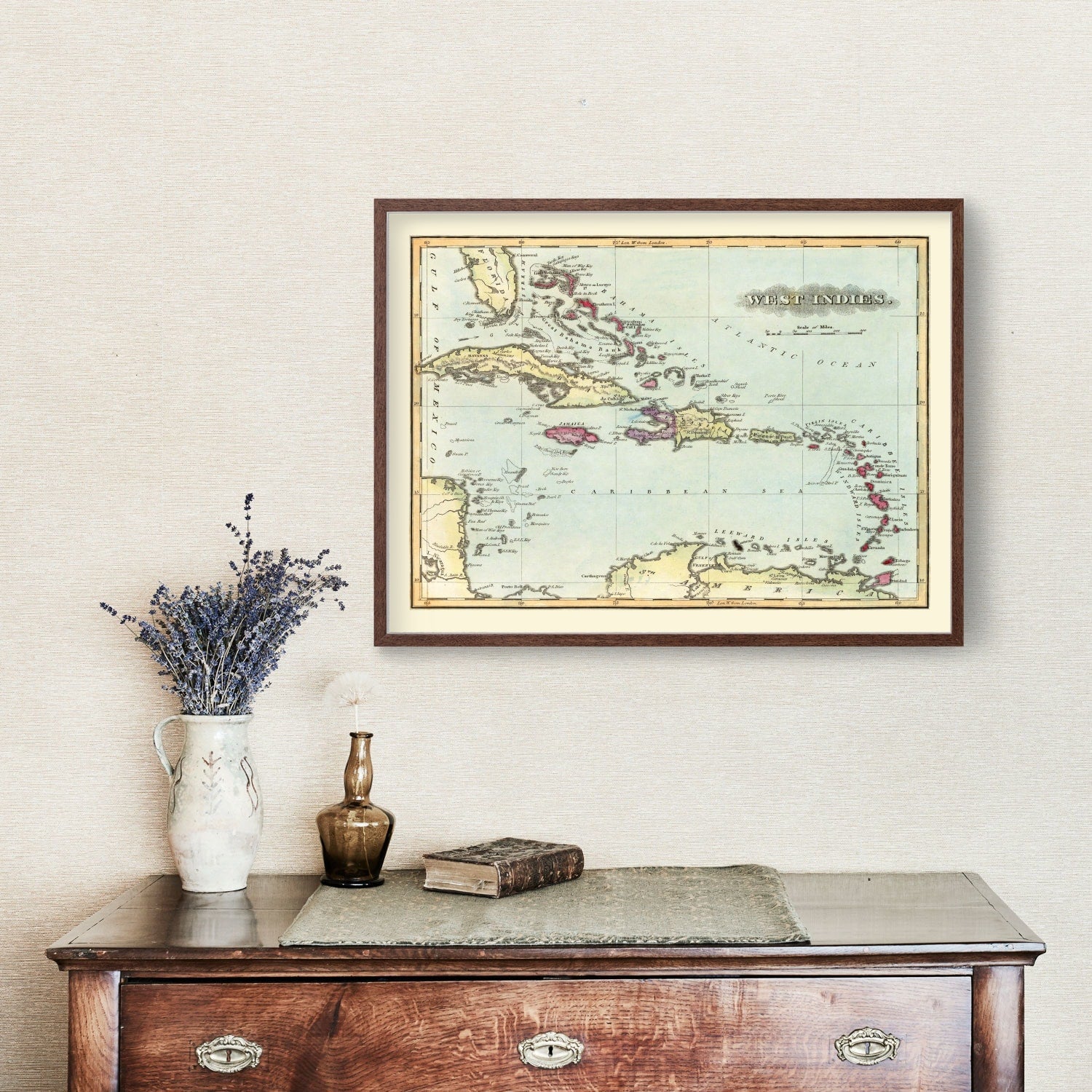 Vintage Map of West Indies, 1823