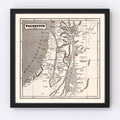 Vintage Map of Palestine, 1848