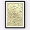 Vintage Map of Saskatchewan Canada, 1924