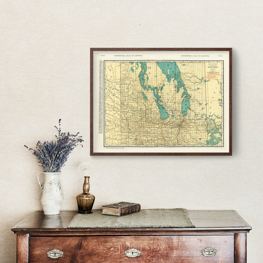 Vintage Map of Manitoba Canada, 1924