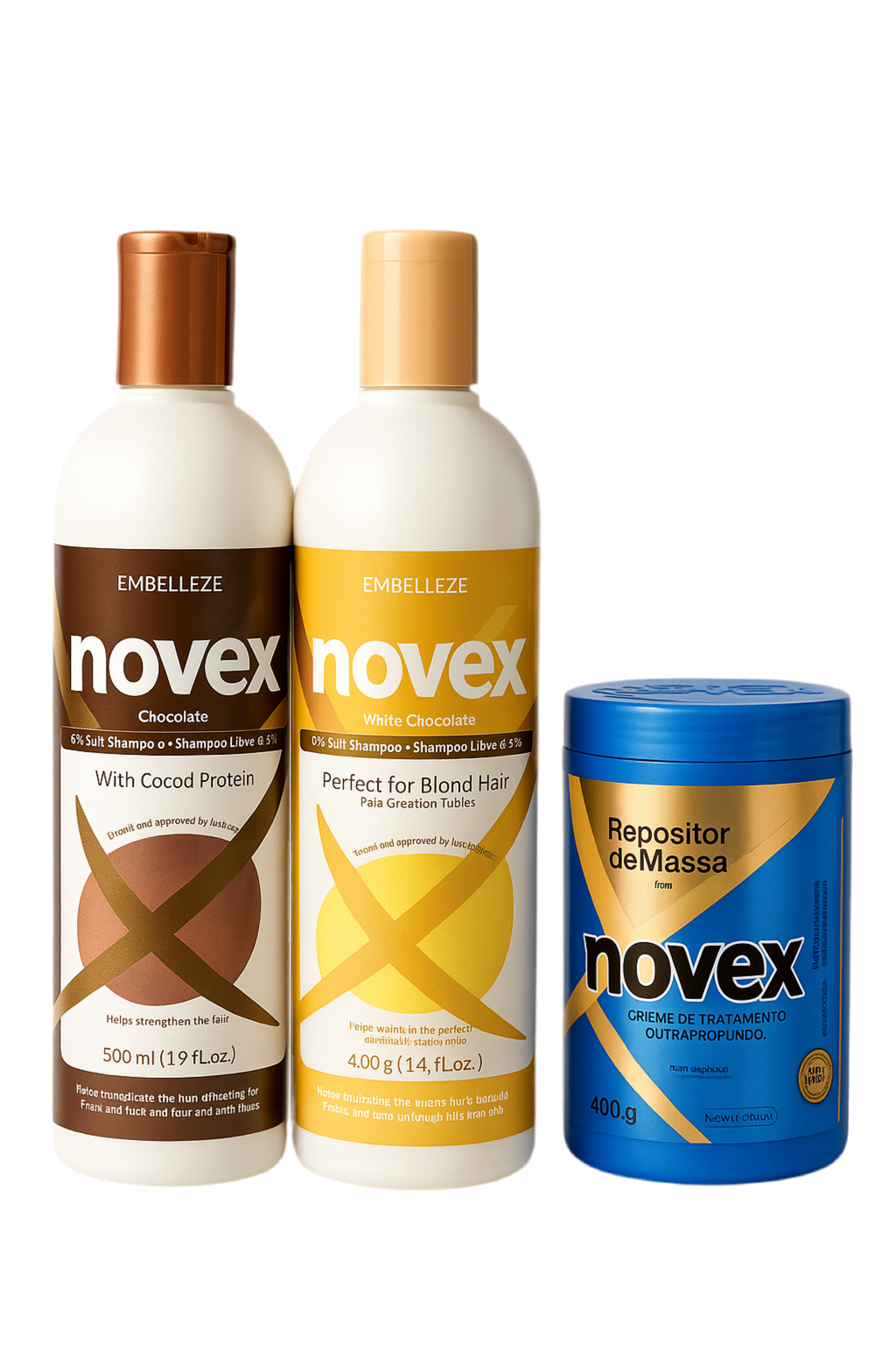 Novex Chococare & Chococlean Shampoo With Cocoa Protein And Mass Reposition Hair Mask Set