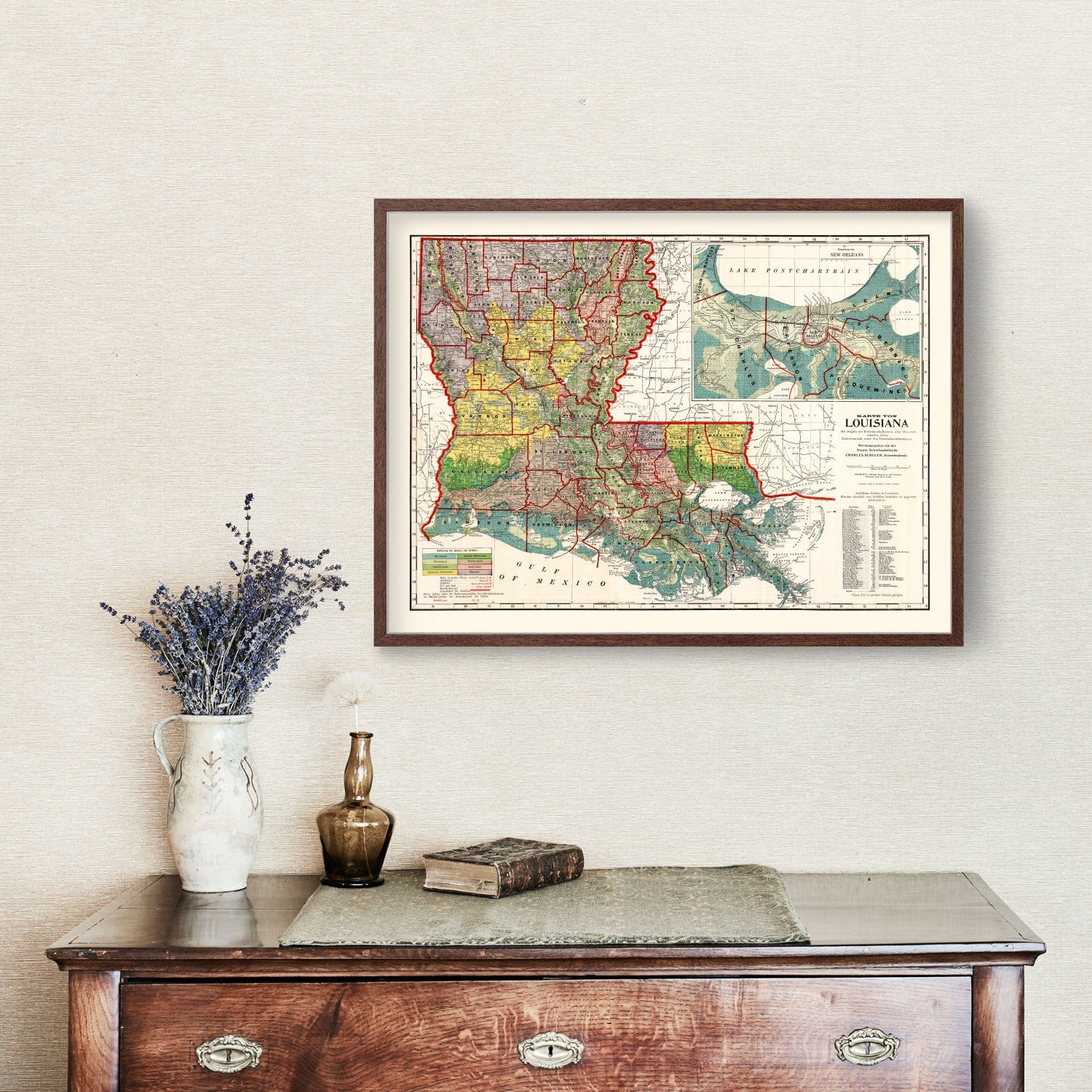 Vintage Map of Louisiana 1908