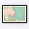 Vintage Map of Australia & New Zealand Ports, 1922