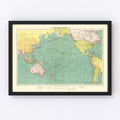 Vintage Map of Pacific Ocean, 1922
