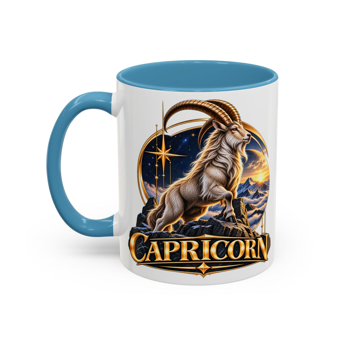 Capricorn Zodiac Coffee Mug — Astrological Goat Accent Mug (11/15oz)