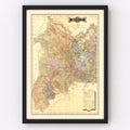 Vintage Map of Mexico 1886