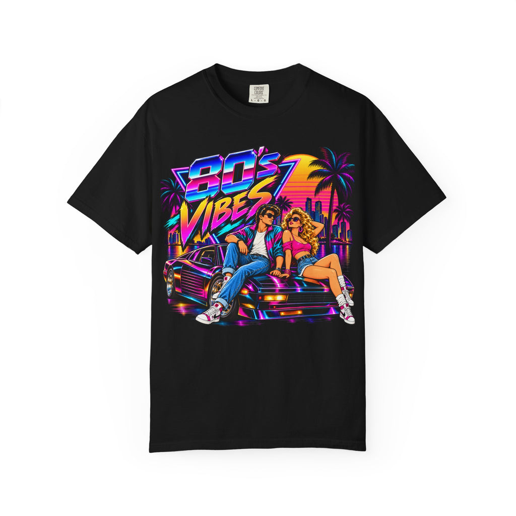 80s Vibes retro car scene T-shirt | neon palm sunset