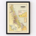 Vintage Map of Veracruz Mexico, 1886