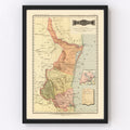 Vintage Map of Tamaulipas Mexico, 1886