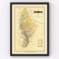 Vintage Map of Nuevo Leon Mexico, 1886