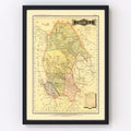 Vintage Map of Coahuila Mexico, 1886