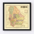 Vintage Map of Chihuahua Mexico, 1886