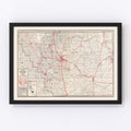Vintage Map of Kern County, California 1935