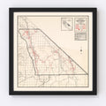 Vintage Map of Inyo County, California 1935