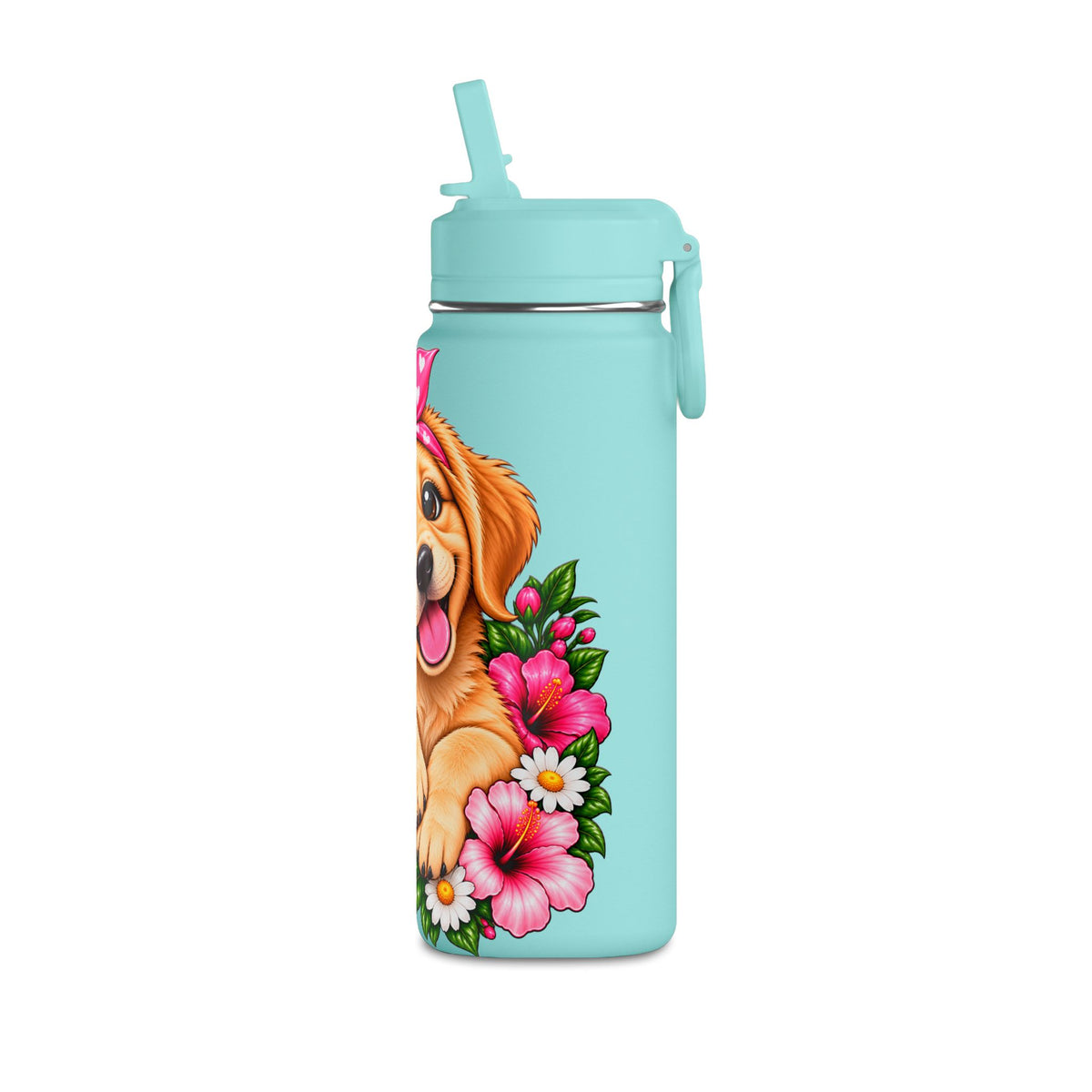 Puppy Floral 20oz Water Bottle