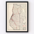 Vintage Map of Humboldt County, California 1935