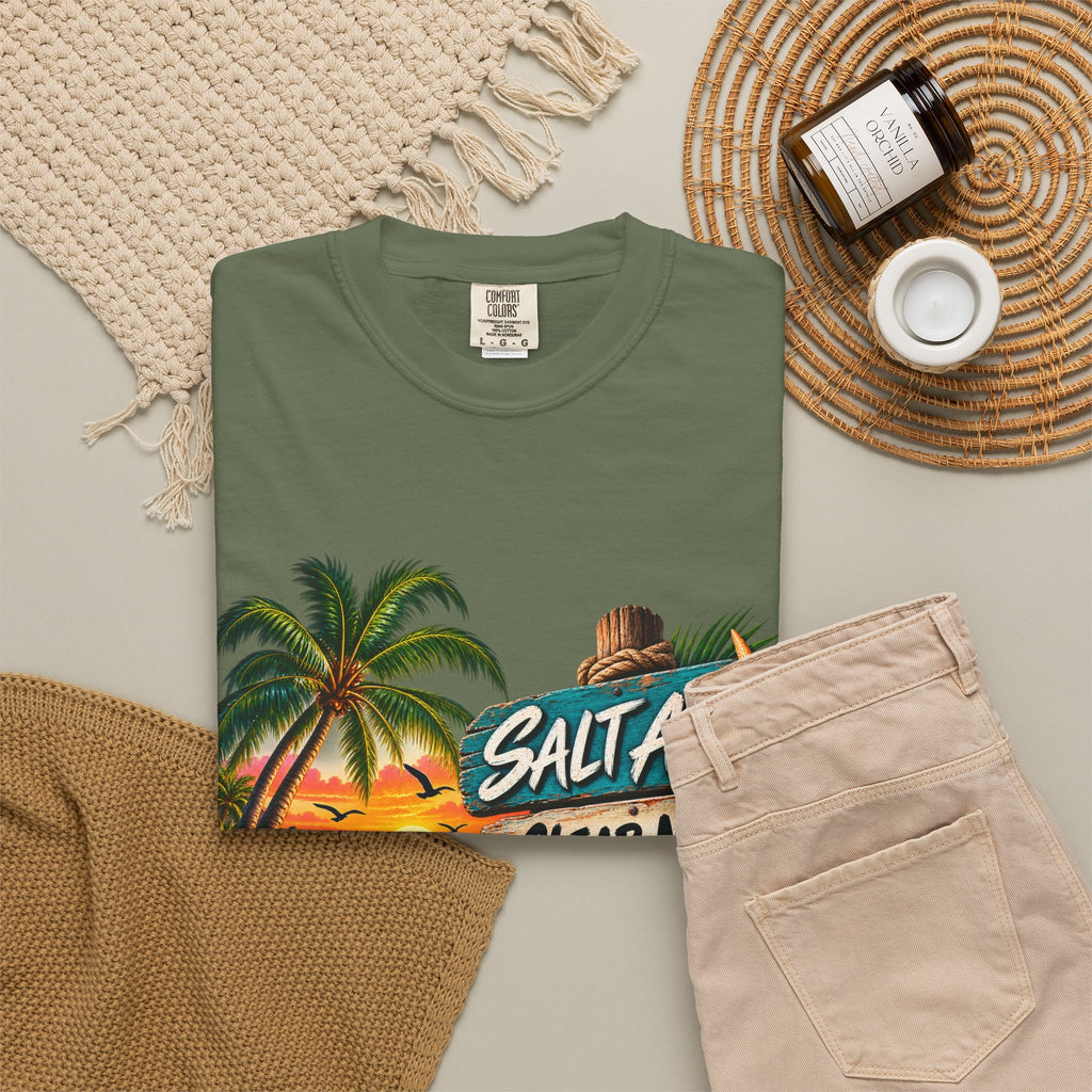 Salt Air, Clear Mind T-Shirt — Tropical Sunset Beach Graphic Tee