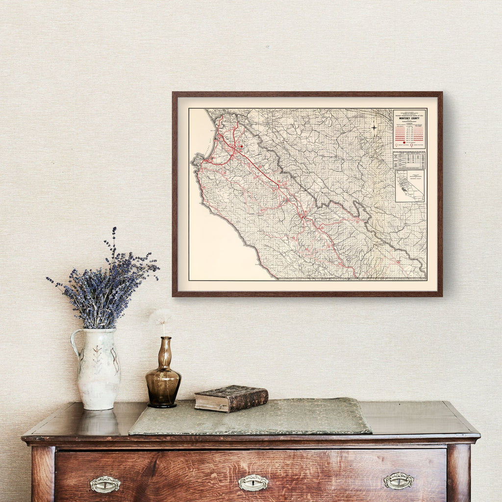 Vintage Map of Monterey County, California 1935