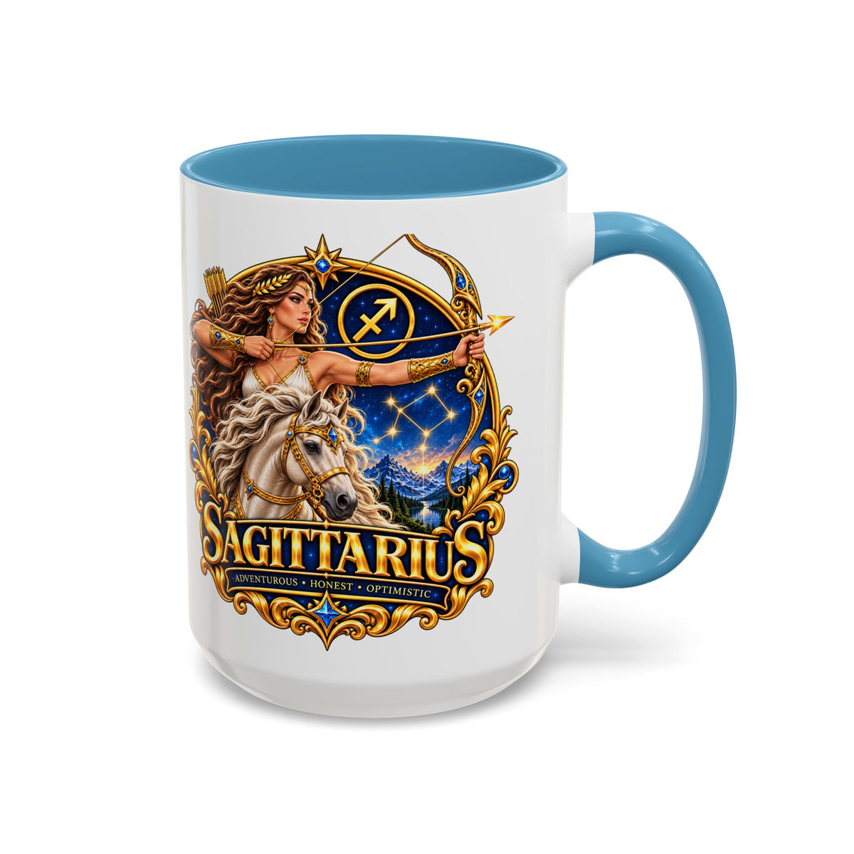 Sagittarius Accent Coffee Mug — Zodiac Archer Design (11/15oz)