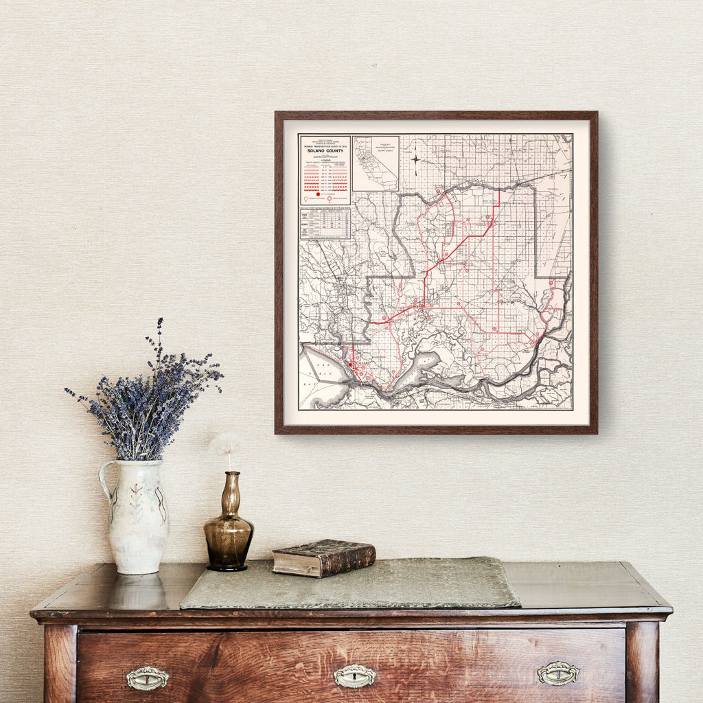 Vintage Map of Solano County, California 1935