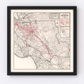 Vintage Map of Santa Clara County, California 1935