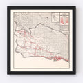 Vintage Map of Santa Barbara County, California 1935
