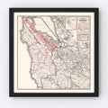 Vintage Map of San Mateo County, California 1935