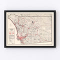 Vintage Map of San Diego County, California 1935
