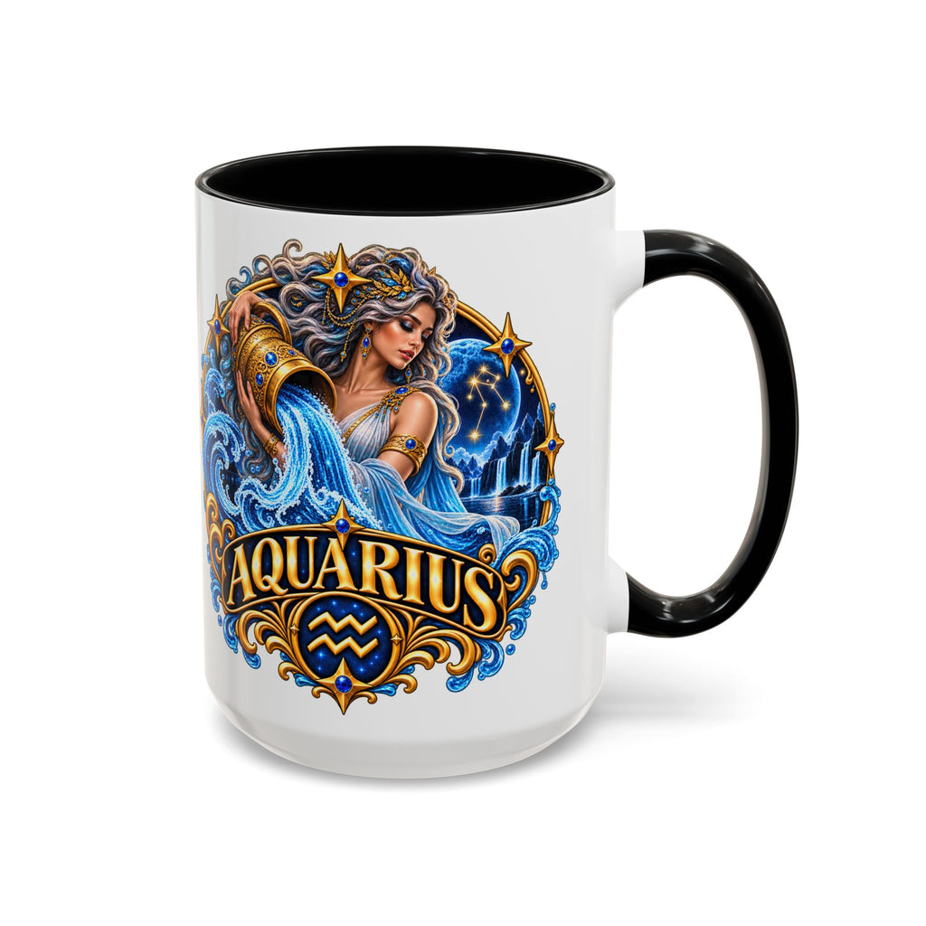 Aquarius Zodiac Coffee Mug — Illustrated Water Bearer Astrology Gift (11/15oz)
