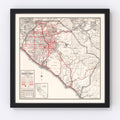 Vintage Map of Orange County, California 1935