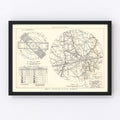 Vintage Map of the Greater Pittsburgh Airport Vicinity, 1951