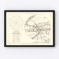 Vintage Map of the Niagara Municipal Airport Vicinity, 1952