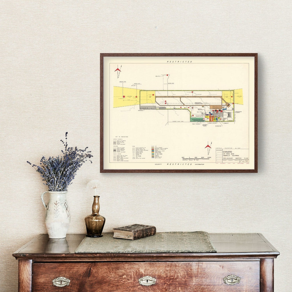Vintage Map of Oxnard Air Force Base " Camarillo California, 1951