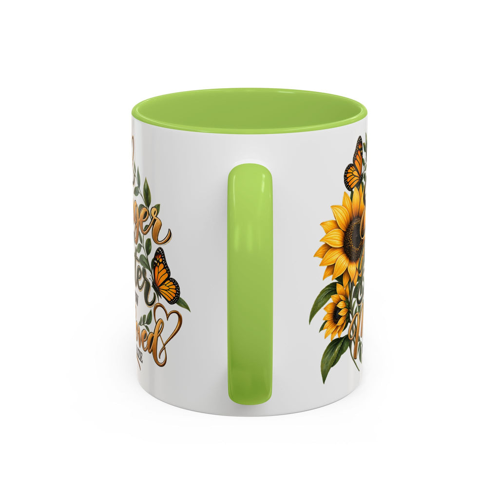 Inspirational Sunflower Coffee Mug — "You Are Stronger, Brighter, More Loved" Accent Mug