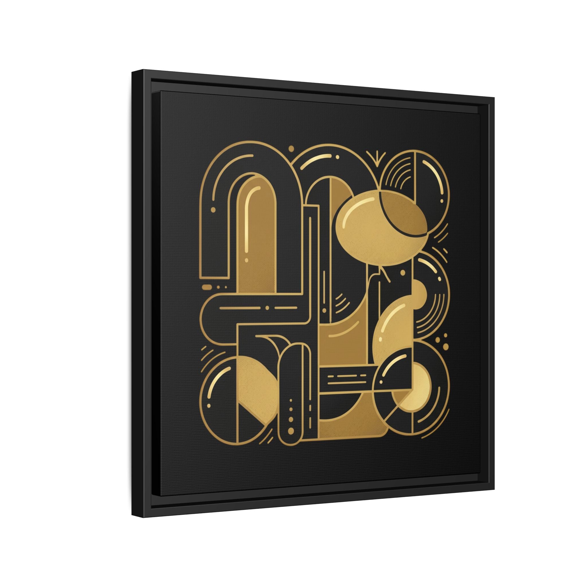Gold Geometric Art Print — Framed Matte Canvas