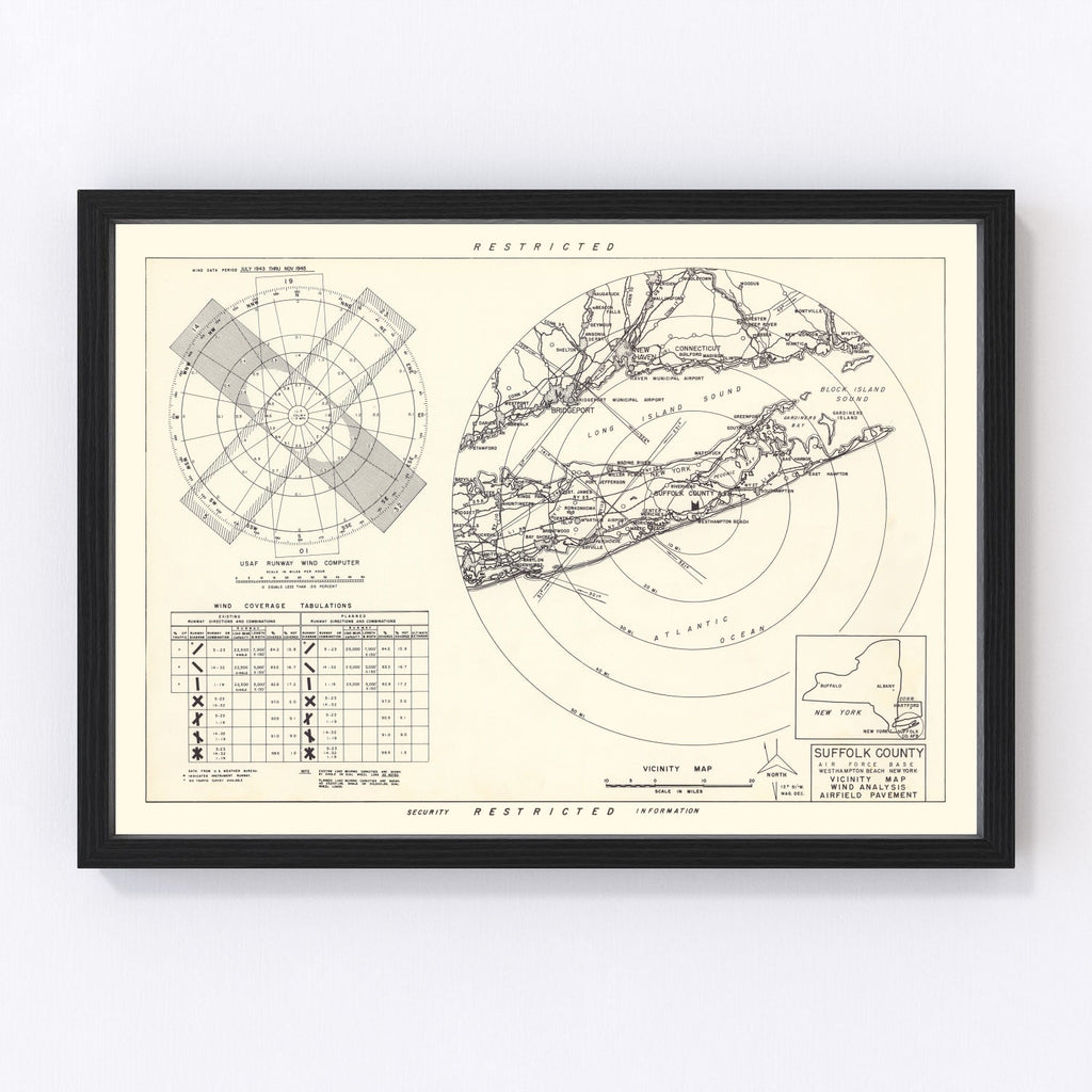 Vintage Map of the Suffolk County Air Force Base Vicinity, 1951