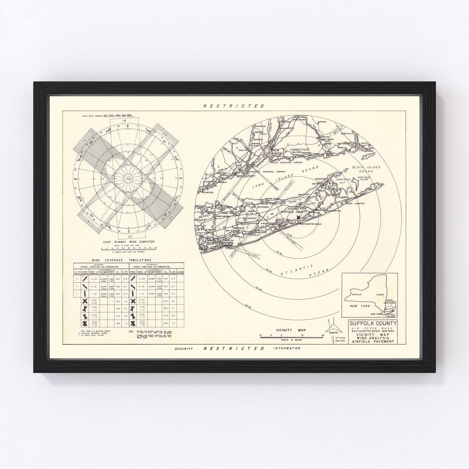 Vintage Map of the Suffolk County Air Force Base Vicinity, 1951