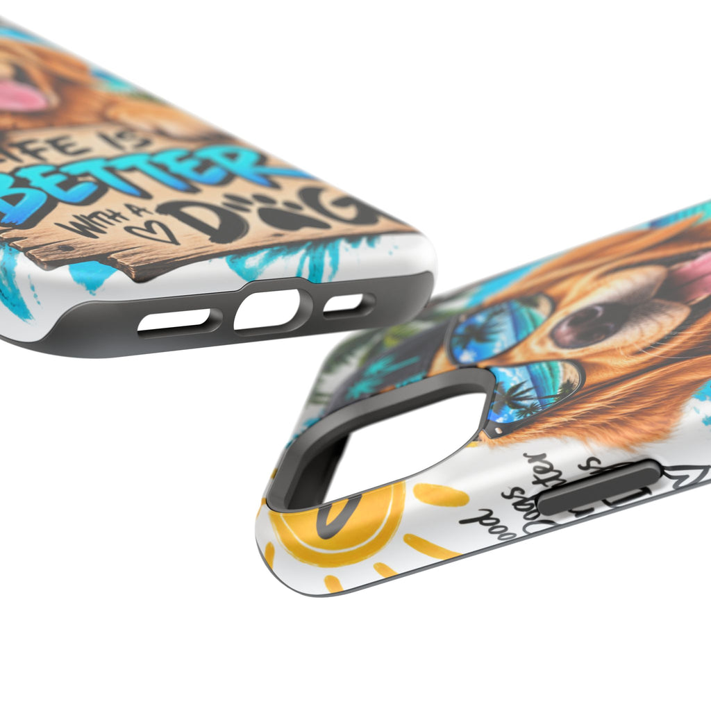 Impact-Resistant Phone Case — "Life Is Better With a Dog" Tropical Dog Design