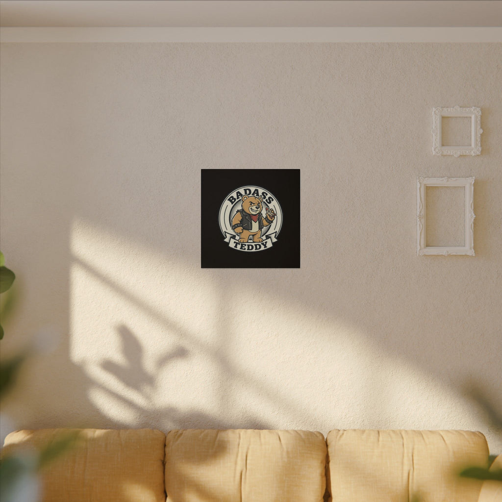 Badass Teddy Canvas Wall Art — Edgy Teddy Bear Stretched Matte Print