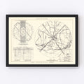 Vintage Map of the Brookley Air Force Base Vicinity, 1952
