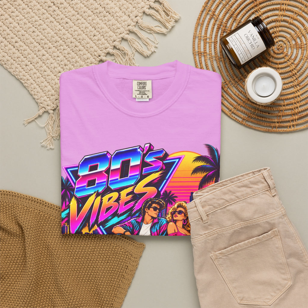 80s Vibes retro car scene T-shirt | neon palm sunset