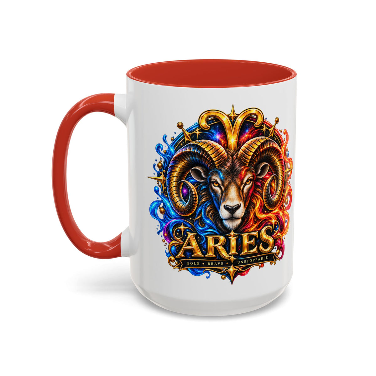 Aries Zodiac Coffee Mug — Colorful Ram Astrology Accent Mug (11/15oz)